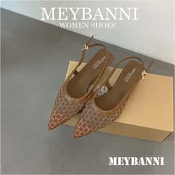Giày Đế Bệt Mũi Nhọn MEYBANNI Vải Lưới Hình Mắt Cáo Siêu Xinh - B20 4