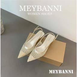 Giày Đế Bệt Mũi Nhọn MEYBANNI Vải Lưới Hình Mắt Cáo Siêu Xinh - B20 3