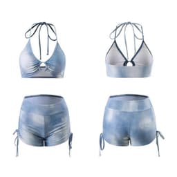 Đồ Bơi, Bikini Nữ Nhiều Mảnh Kèm Áo Lưới Xanh Biển QC 6
