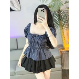 Áo Babydoll Dáng Rộng thắt nơ tay bồng tôn dáng cho nữ m6004 3