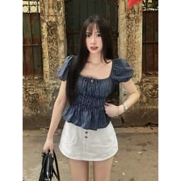 Áo Babydoll Dáng Rộng thắt nơ tay bồng tôn dáng cho nữ m6004 1