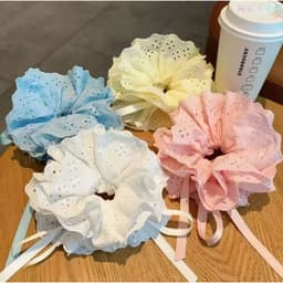 Dây buộc tóc ren có dây kéo Bốn màu Phong cách Hàn Quốc-K121 VINBEO-[LU66] 2