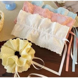 Dây buộc tóc ren có dây kéo Bốn màu Phong cách Hàn Quốc-K121 VINBEO-[LU66] 3