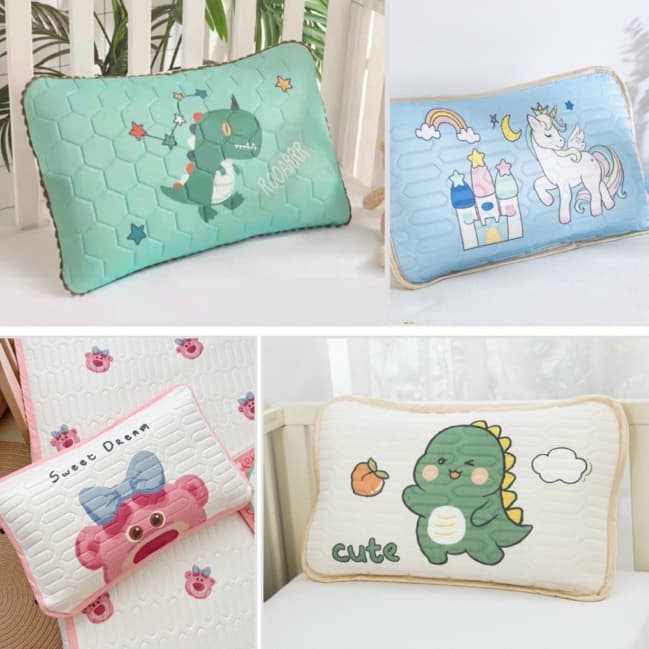 Gối cao su non cho bé chất liệu tencel, gối nằm cho bé đi học thoáng mát mềm mịn 30x55cm- Shop Miu Bedding