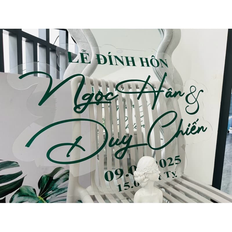 Bộ chữ dán mành tre, bộ tên cô dâu chú rễ dán backrop, tên cô dâu chú rễ trang trí gia tiên decan dán mica