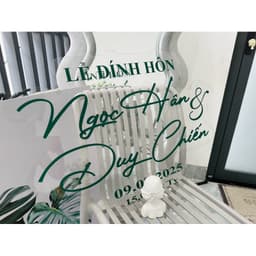 Bộ chữ dán mành tre, bộ tên cô dâu chú rễ dán backrop, tên cô dâu chú rễ trang trí gia tiên decan dán mica 6