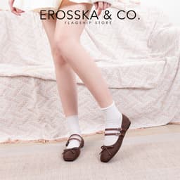 Erosska - Giày búp bê chấm bi kiểu dáng balletcore hottrend màu đen chấm bi - EL086 5