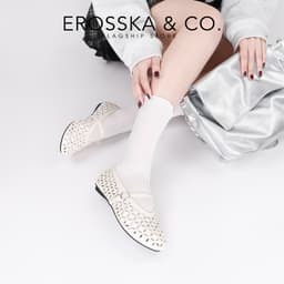 [EROSSKA] - Giày búp bê nữ lưới quai ngang kiểu dáng đơn giản cao 1cm màu kem - EL065 5