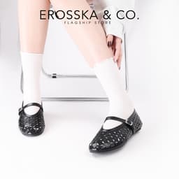 [EROSSKA] - Giày búp bê nữ lưới quai ngang kiểu dáng đơn giản cao 1cm màu kem - EL065 8