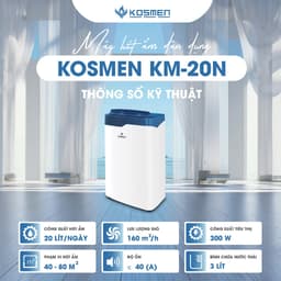 Máy Hút Ẩm Kosmen KM-20N, Thích Hợp Không Gian 40-80m2, Hút Ẩm Công Suất 20Lit, Hàng Chính Hãng 2