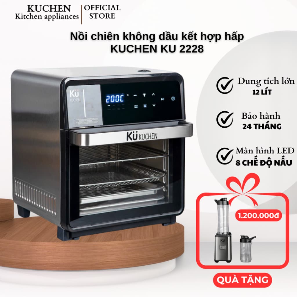 Nồi chiên không dầu kết hợp hấp KUCHEN KU PCL2228 16L chính hãng