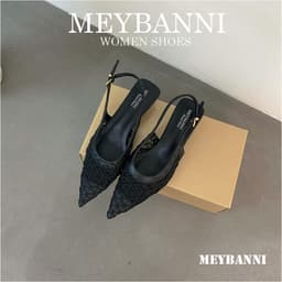 Giày Đế Bệt Mũi Nhọn MEYBANNI Vải Lưới Hình Mắt Cáo Siêu Xinh - B20 2