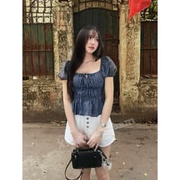 Áo Babydoll Dáng Rộng thắt nơ tay bồng tôn dáng cho nữ m6004 4