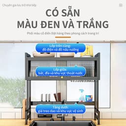 Kệ Thép Đen Bắt Ngang Bồn Rửa Chén (1 Tầng)/ (2 Tầng) Có Nắp Đậy 5