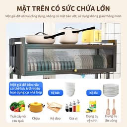 Kệ Thép Đen Bắt Ngang Bồn Rửa Chén (1 Tầng)/ (2 Tầng) Có Nắp Đậy 4