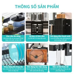 Kệ Thép Đen Bắt Ngang Bồn Rửa Chén (1 Tầng)/ (2 Tầng) Có Nắp Đậy 9