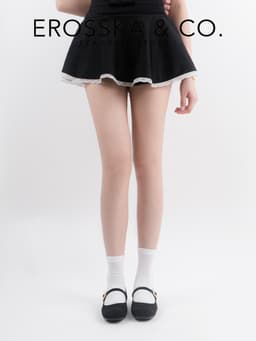 Erosska - Giày búp bê nữ ballet core mũi vuông, quai ngang phối khóa màu nâu  - EL084 18