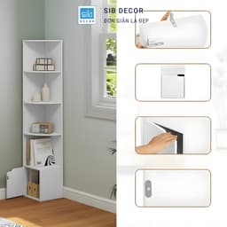 Kệ Góc 5 Tầng Màu Trắng Có Cửa Tiện Lợi SIB Decor KS2566 3