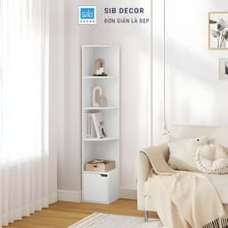 Kệ Góc 5 Tầng Màu Trắng Có Cửa Tiện Lợi SIB Decor KS2566 1