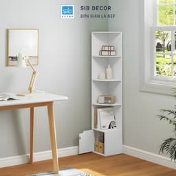 Kệ Góc 5 Tầng Màu Trắng Có Cửa Tiện Lợi SIB Decor KS2566 4
