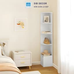 Kệ Góc 5 Tầng Màu Trắng Có Cửa Tiện Lợi SIB Decor KS2566 2