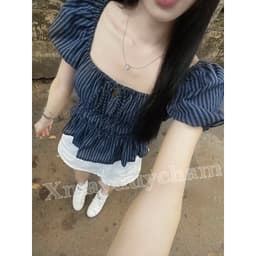ÁO BABYDOLL Linen kiểu xinh tay phồng tiểu thư công chúa bo thân nơ coquette nữ m6004 5