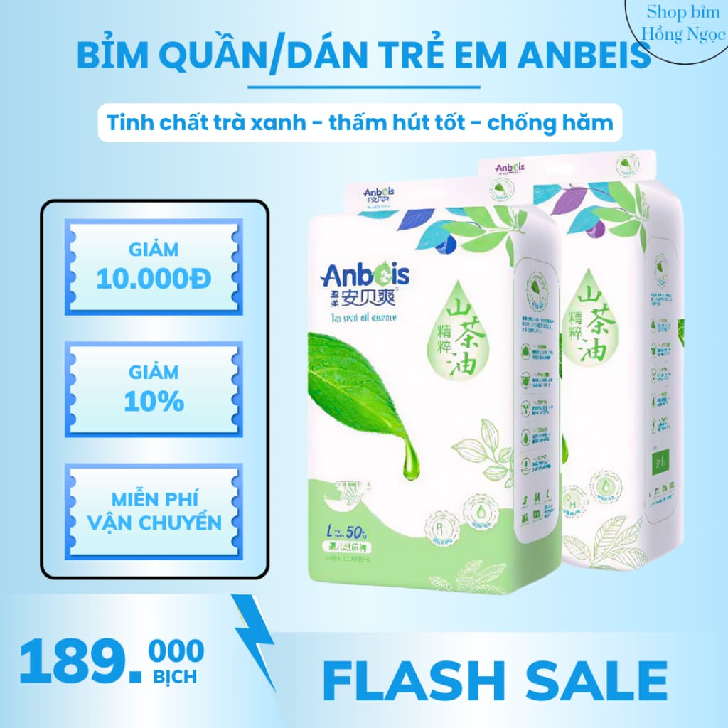 Tã Bỉm Dán/Quần ANBEIS ORGANIC Hàng Nội Địa Cao Cấp Đủ Size NB/S/M/L/XL/2XL/3XL