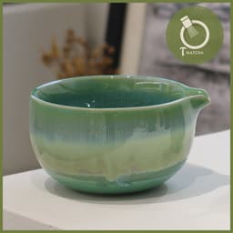 Chawan, Chén sứ đánh matcha men hỏa biến xanh (JJ-16) | Matcha bowl 7