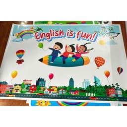 (Có sẵn) Trang trí PHÒNG TIẾNG ANH - English is fun - 050 5