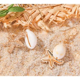 Bông Tai Vỏ Sò Sao Biển Tự Nhiên Phụ kiện Biển, Phụ Kiển Mùa hè 2