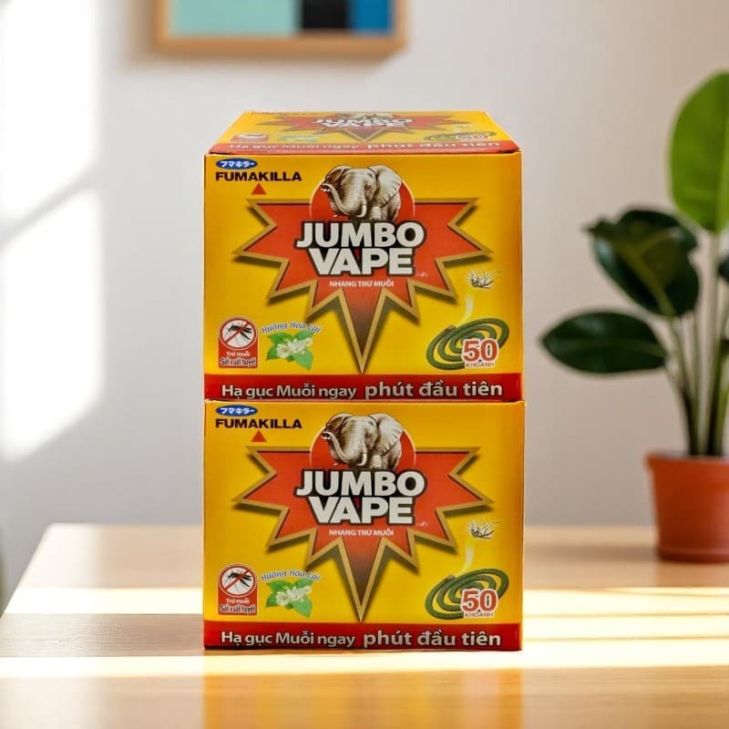 Combo 2 hộp nhang muỗi Jumbo Vape hương Hoa Lài mỗi hộp 50 khoanh (Trừ muỗi sốt xuất huyết)