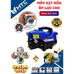 Chính hãng htc - máy xịt rửa xe gia đình, motor đồng, áp lực 120 bar, 12l/phút, 2500w, máy rửa xe mini 8
