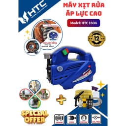 Chính hãng htc - máy xịt rửa xe gia đình, motor đồng, áp lực 120 bar, 12l/phút, 2500w, máy rửa xe mini 2