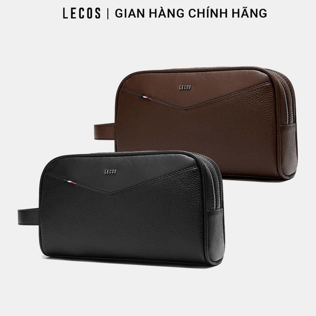 Ví Cầm Tay Nam LECOS LC2 Ví Clutch Kẹp Nách Nam Da Bò Thật Chống Xước Chống Thấm Nước