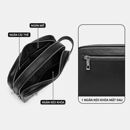 [4-25/9 TẶNG QUÀ TRUNG THU 599K] Ví Cầm Tay Nam LECOS LC2 Ví Clutch Kẹp Nách Nam Da Bò Thật Chống Xước Chống Thấm Nước 7