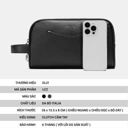 [4-25/9 TẶNG QUÀ TRUNG THU 599K] Ví Cầm Tay Nam LECOS LC2 Ví Clutch Kẹp Nách Nam Da Bò Thật Chống Xước Chống Thấm Nước 4