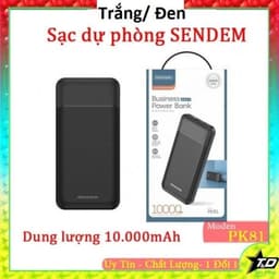 Pin Dự Phòng Sendem P301 10.000mAh Tích Hợp Sẵn Cáp Sạc và Pin Dự Phòng SENDEM PK81 10.000MAH. LKP 8