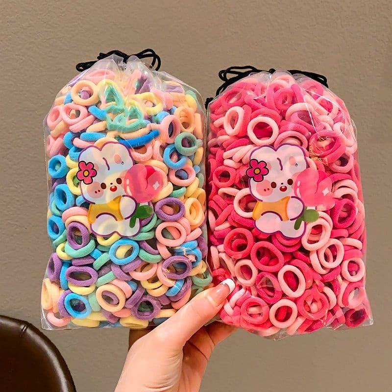 Set 100 Dây Buộc Tóc bé gái, Dây thun buộc tóc co dãn mini dễ thương cho bé gái