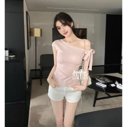 (Tặng dây) Áo thun trễ vai cộc tay ver2 cotton mịn thoáng mát JUSTDUN B46 8