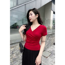 Áo Thun Nữ Cổ Tim Nhún Eo Co Giãn 4 Chiều Tôn Dáng, Thoáng Mát Evalover 6