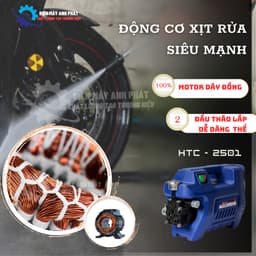 Chính hãng htc - máy xịt rửa xe gia đình, motor đồng, áp lực 120 bar, 12l/phút, 2500w, máy rửa xe mini 9