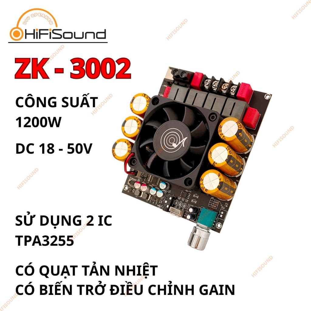 ZK-6002 mini ampli, DC18-50V TPA3255 600w+600w mini ampli điều khiển loa siêu trầm zk6002, bo mạch khuếch đại