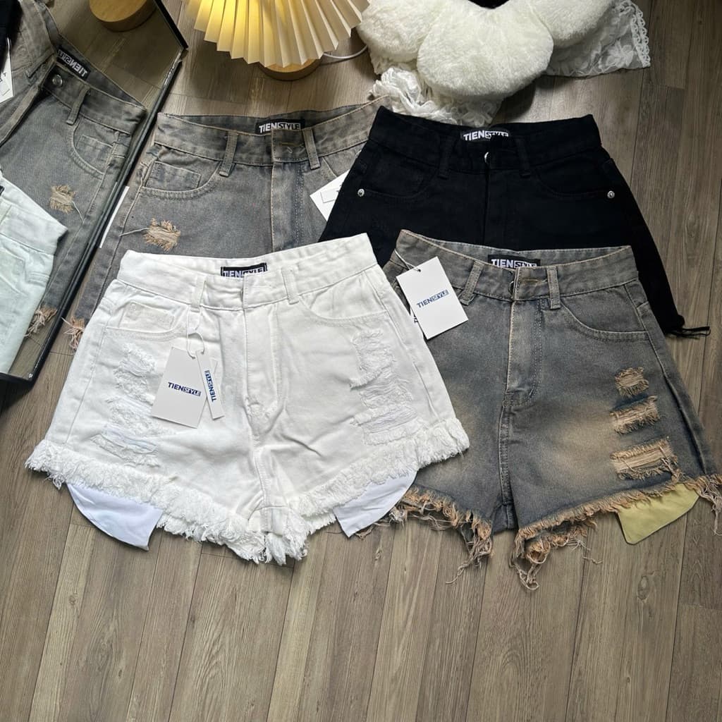 Quần Short Jean Nữ Lộ Lòi Túi Lai Gấp ,Quần đùi nữ lòi túi chất jean cotton mềm mịn