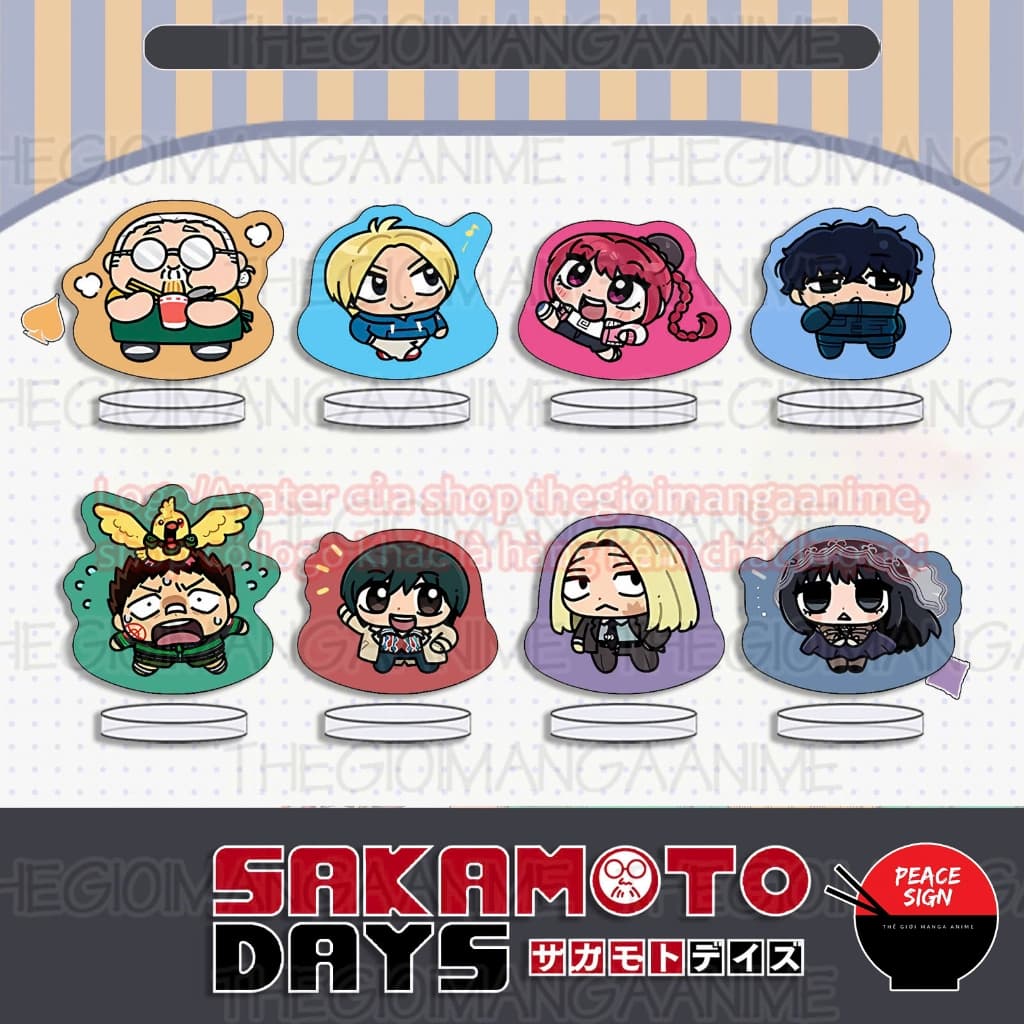 (mua 1 tặng 1) (3CM) Mô hình standee SAKAMOTO DAYS ver CHUBBY mica chibi arcylic anime trưng bày