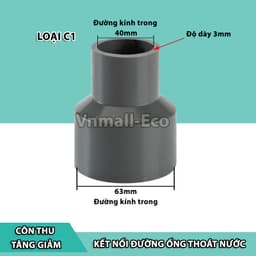 Phụ kiện côn thu côn giảm kết nối tăng giảm đường kính ống thoát nước chất liệu nhựa PVC đa kích cỡ 4