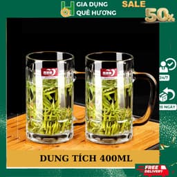 Bộ 6 Cốc Thủy Tinh Uống Bia Hơi Hà Nội, Cốc Thủy Tinh Cỡ Lớn 3