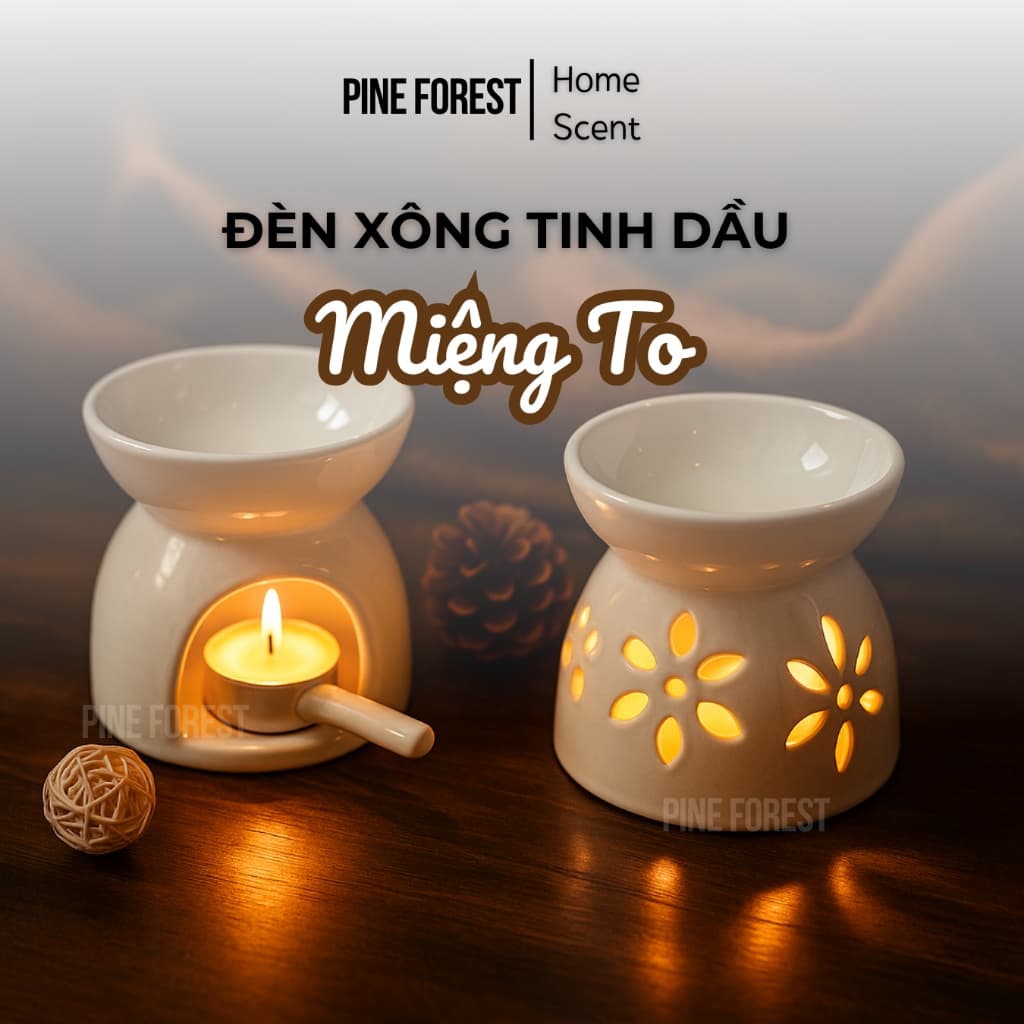 Đèn Xông Tinh Dầu Gốm Sứ Tráng Men Bát Tràng, Đèn Đốt Tinh Dầu Bằng Nến Tealight
