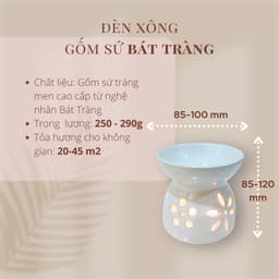 Đèn Xông Tinh Dầu Gốm Sứ Tráng Men Bát Tràng, Đèn Đốt Tinh Dầu Bằng Nến Tealight 3
