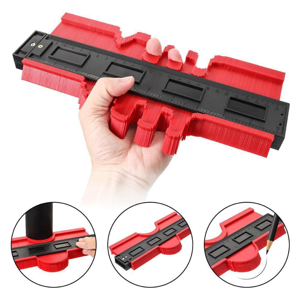 Thước định hình, sao chép hình dạng, thước đo lấy góc đường viền, thước đo đa góc cao cấp, Màu đỏ - Loại 25cm