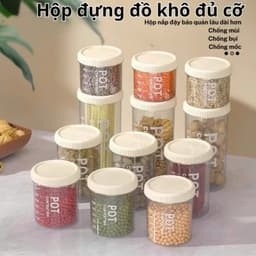 Combo 4 Hộp đựng gia vị nhà bếp muối, đường, bột ngọt, hạt nêm - đựng ngũ cốc đồ khô chống ẩm mốc  2